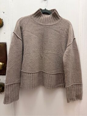 AQUA 100% Cashmere Boxy Mock Neck Sweater